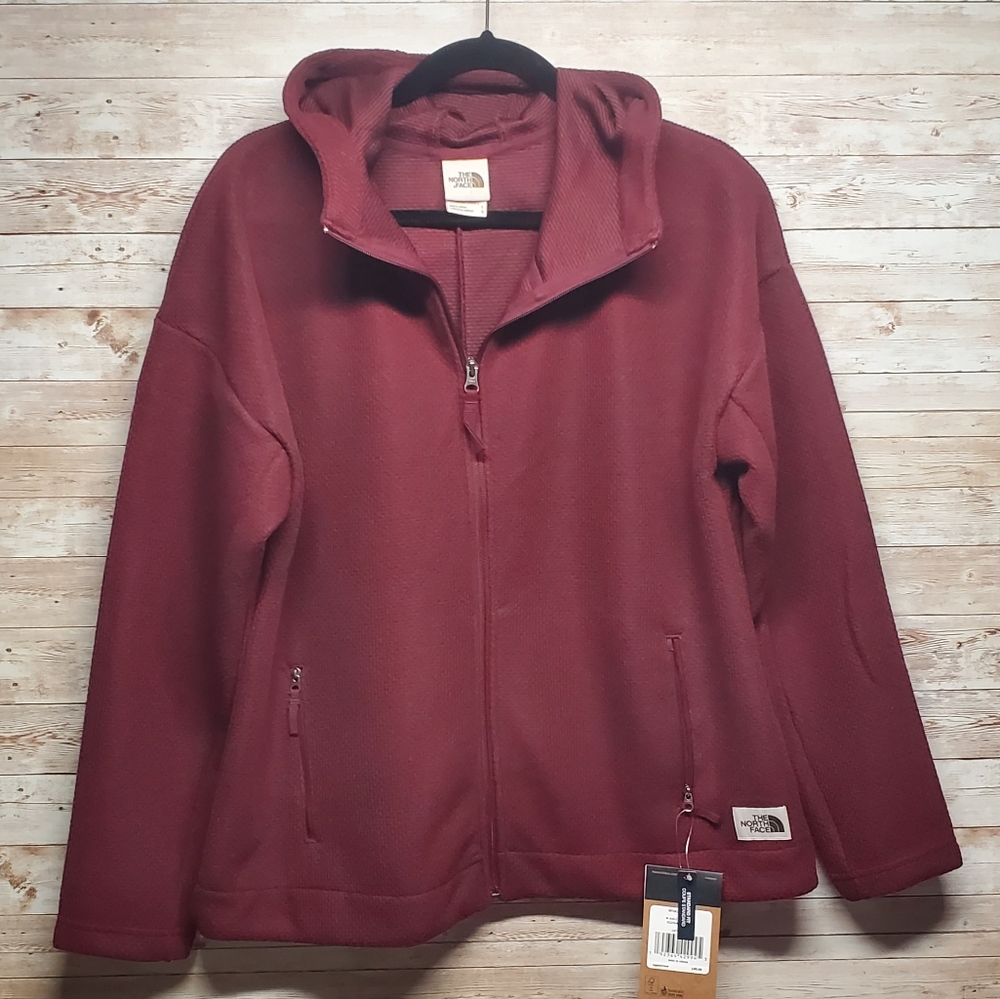 North Face Wome a Burgundy hooded FULL ZIP jacket